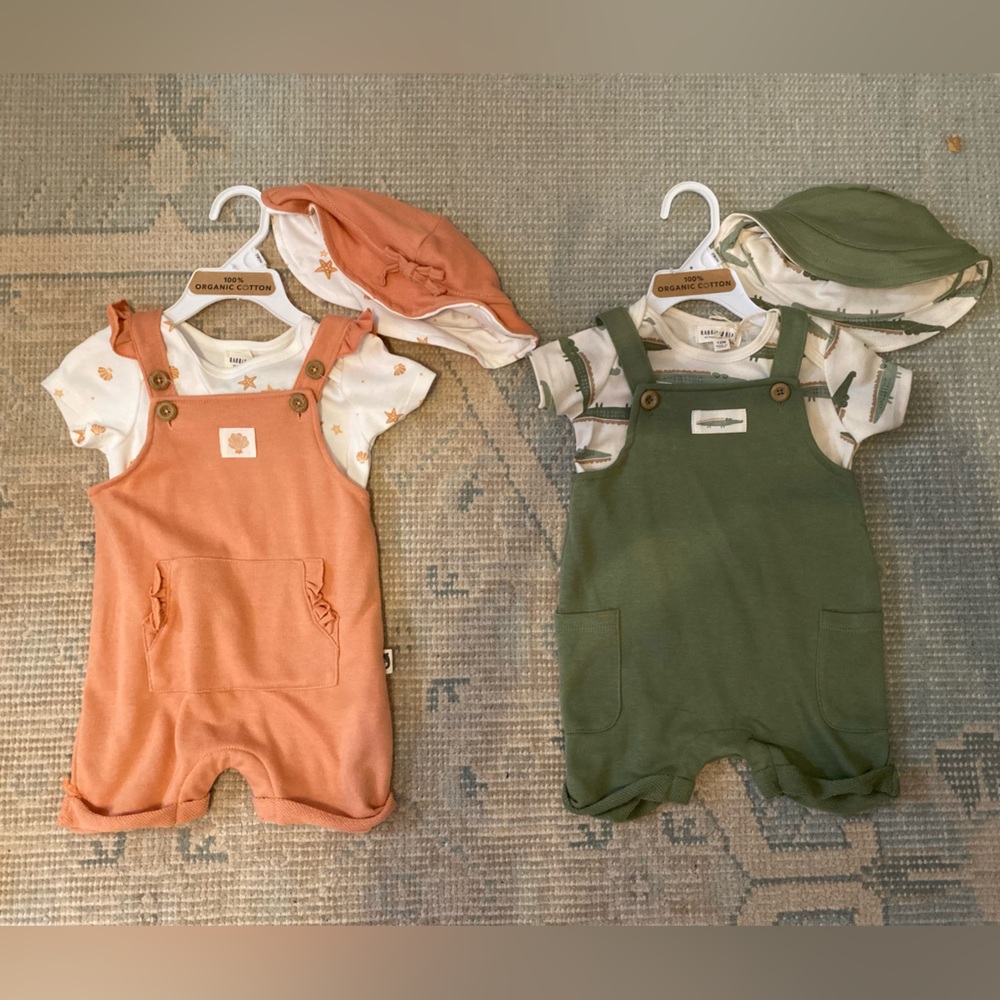 Rabbit + Bear overalls and onesies (perfect for twins!)